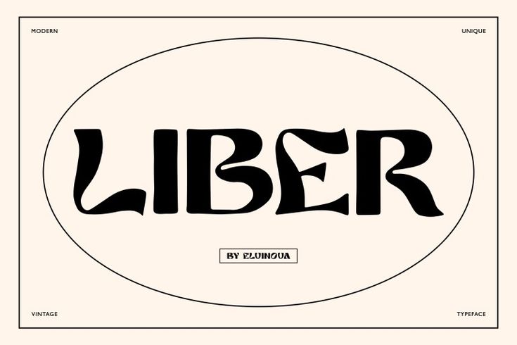 the word liber written in black ink on a white circle with an oval border