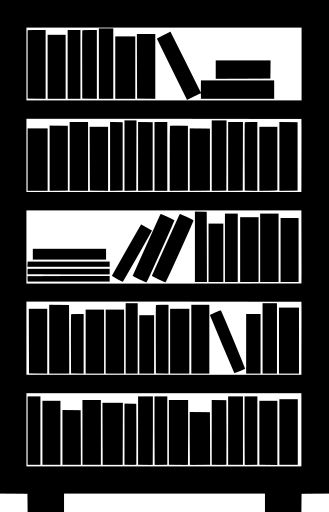 a black and white book shelf with books on it