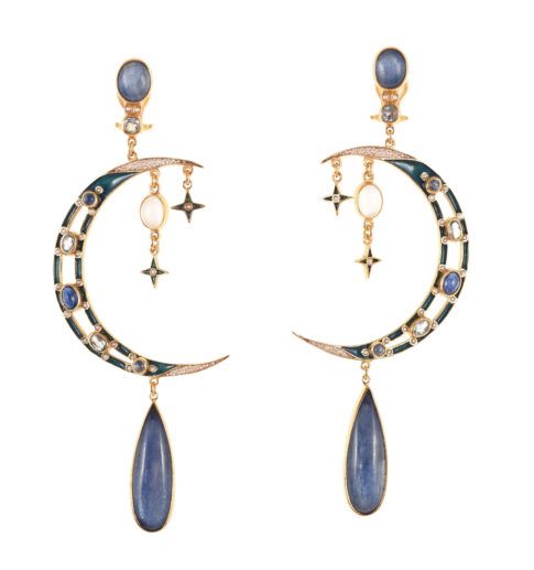 Percossi Papi | SUN & MOON Anting Manik, Clasp Earrings, Blue Jewellery, Daith Piercing Jewelry, Gold Plated Jewellery, Accessories Blue, Tiffany Jewelry, Jewellery Gold, Jewelry Blue