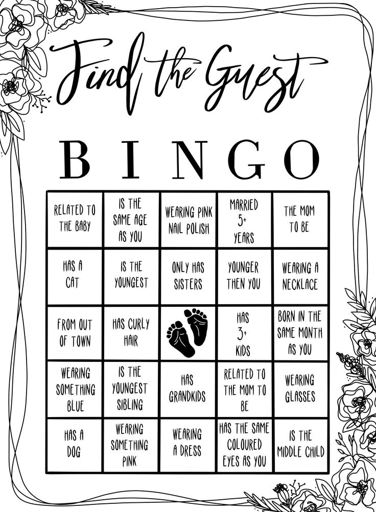 a black and white printable game with the words, find the guest's bingo