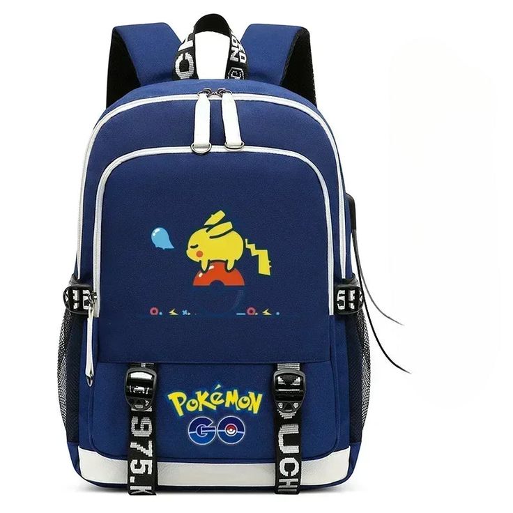 This vibrant Pokemon-themed backpack is perfect for young fans of the popular franchise. Featuring a playful design with iconic characters, this backpack is ideal for school or casual outings. Its practical size and multiple compartments make it easy to carry all the essentials in style. Features: Material: Made from durable polyester, ensuring longevity and resilience. Size: 45cm x 30cm x 15cm, providing ample space for books, notebooks, and other supplies. Design: Bold Pokémon prints with colo Casual Bags With Cartoon Print For Back To School, Casual Cartoon Print Bags For Back To School, Casual Back To School Bag With Cartoon Print, Back To School Bags With Character Print, Back To School Backpack With Cartoon Print, Character Print Backpack For School, Back To School Cartoon Print Backpack, Casual Cosplay Standard Backpack, Casual Standard Backpack For Cosplay