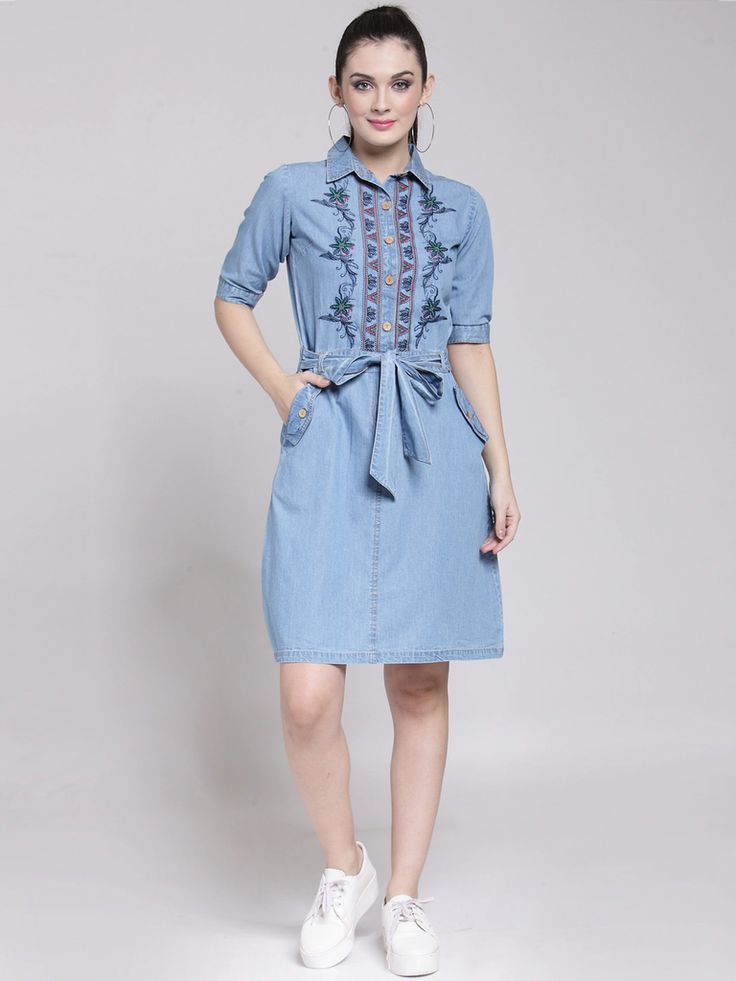 New Dresses For Girls Frocks For Women, New Dress For Girl, Mini Dress Plus Size, Casual Denim Dress, Evening Cocktail Party, Short Kurti, Blue Denim Shirt, Frock For Women, Womens Denim Dress