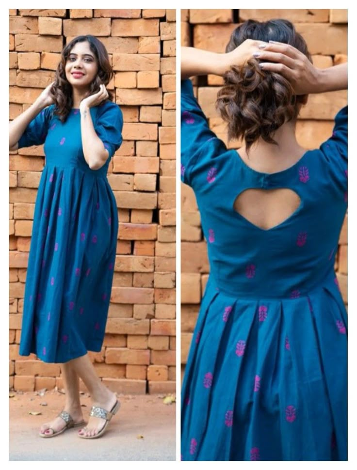 Cotton Dresses Stitching Ideas, Frok Designs For Women Neck Design, Saree To Frock Models, Back Neck For Frocks, Frock Back Neck Designs For Women, Frocks Neck Designs For Women, Cotton Kurthis Models, Chudithar Back Neck Design, Ladies Frock Design Cotton