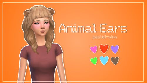 an animated girl with hearts in front of her and the words animal ears on it