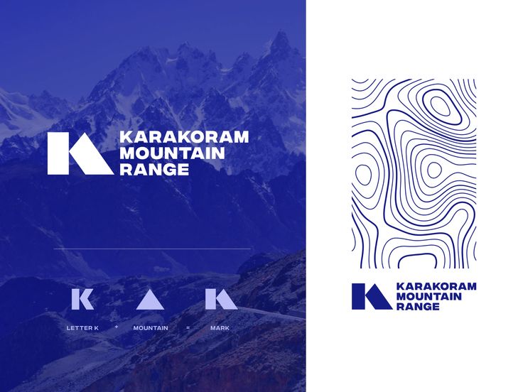 the logo for karakoram mountain range is shown in two different colors and font