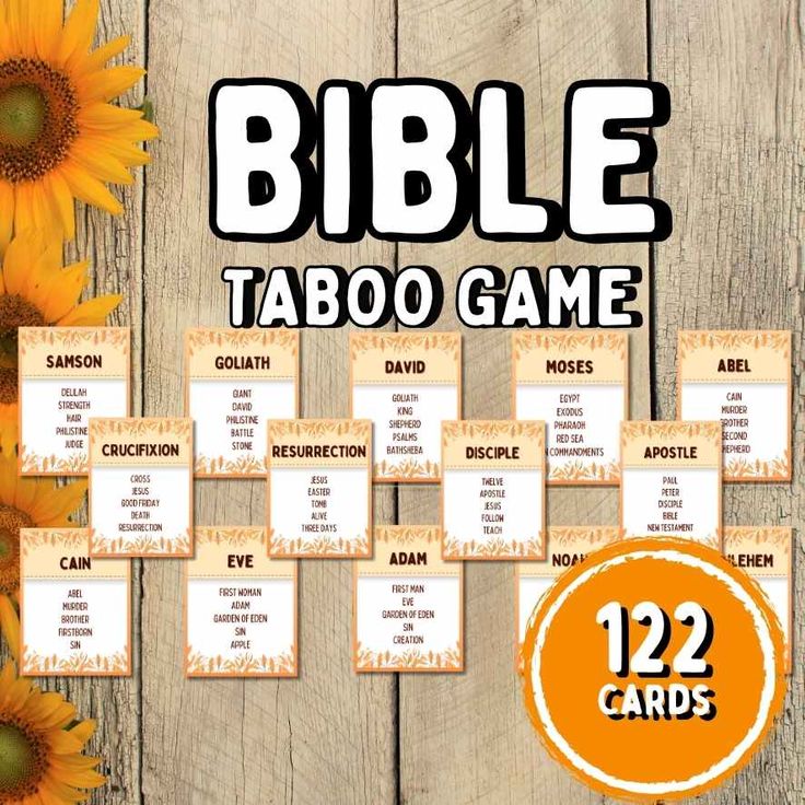 a table game with sunflowers on it and the words bible tabo game