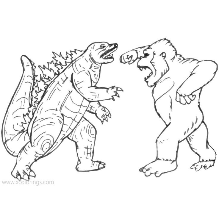 Godzilla Vs Kong Coloring Pages Monsters. Godzilla Coloring Pages, Godzilla Tattoo, Godzilla Birthday, Coloring Pages Ideas, Avengers Coloring Pages, Pages Ideas, Kong Godzilla, King Kong Vs Godzilla, Superhero Coloring Pages