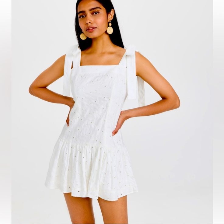 Nwt 100 Cotton Beautiful Dress Just Never Got To Wear It No Flaws Eyelet Dress, Drop Waist, Beautiful Dress, Waist Tie, Beautiful Dresses, Color White, Mini Dress, Womens Dresses, Dresses