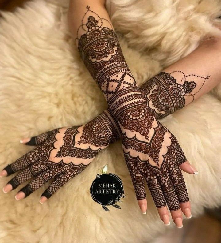 two hands with henna tattoos on them