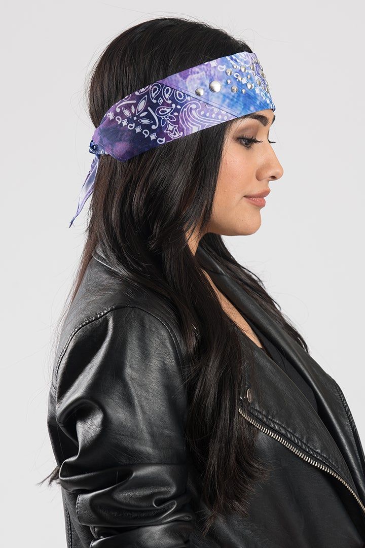 Bandana Headbands, Bandana Girl, Bandana Headband, Purple Paisley, Cover Ideas, High Frequency, Purple Hair, Bandanas, Moda Fashion