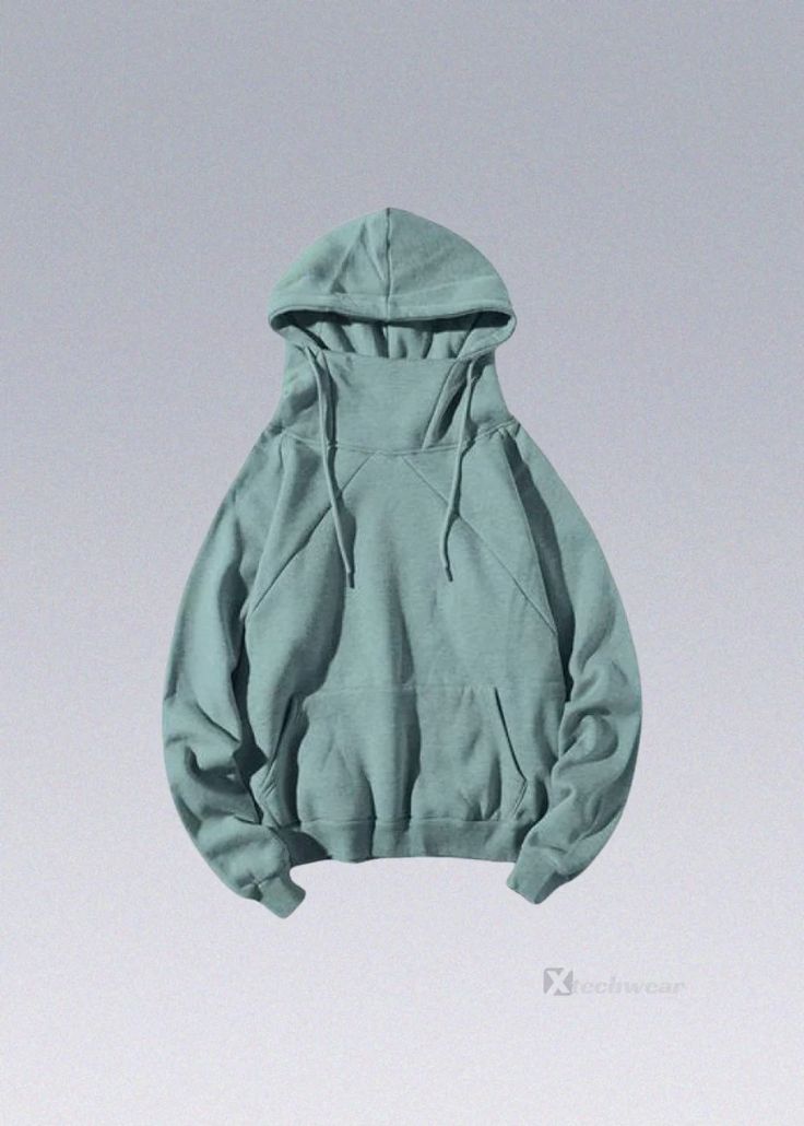 High Collar Hoodies - Affordable Techwear - X Hooded Top For Streetwear, Hooded Solid Color Top For Streetwear, Oversized Solid Color Hoodie For Streetwear, Solid Fleece Funnel Neck Sweatshirt, Fleece Funnel Neck Sweatshirt, Urban Style Hoodie For Winter, Plain Long Sleeve Streetwear Hoodie, Plain Long Sleeve Hoodie For Streetwear, Solid Urban Winter Hoodie