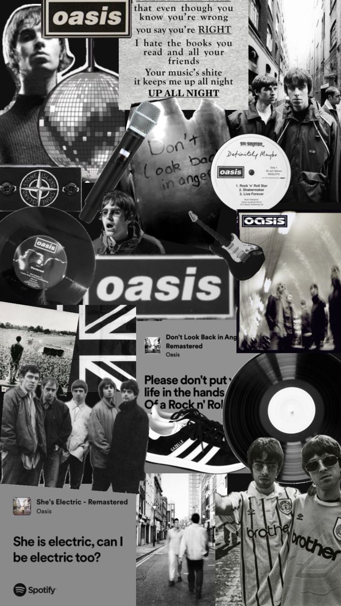 an advertisement for oasis is shown in this black and white photo with many different images