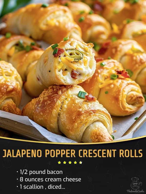 an advertisement for jalapeno popper crescent rolls with bacon and cheese on top