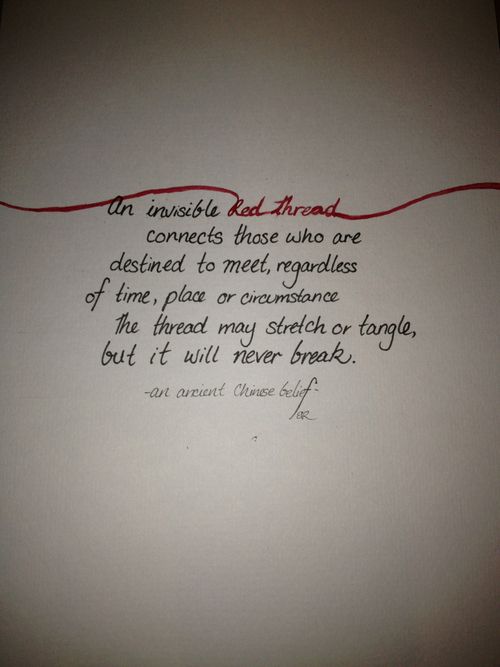 a piece of paper with writing on it that says an invisible red thread connects those who are destined to meet, rependless