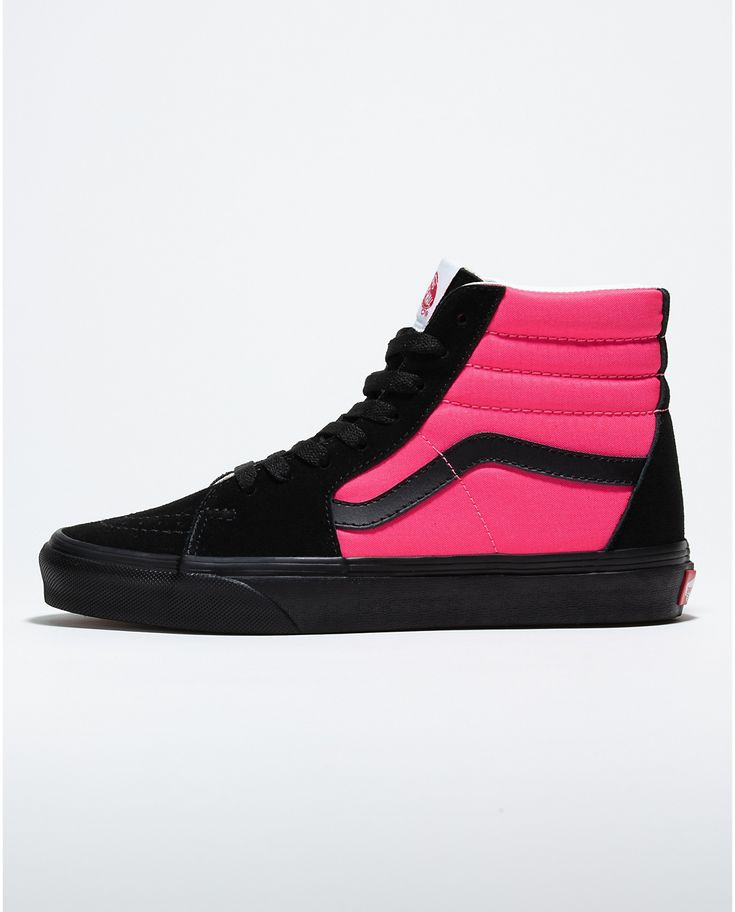 Customs Neon Pink Sk8-Hi Customised Vans, Sk8 Hi Vans, Vans Store, Van Doren, Vans Logo, Custom Vans, Vans Shop, Sk8 Hi, How To Make Shoes