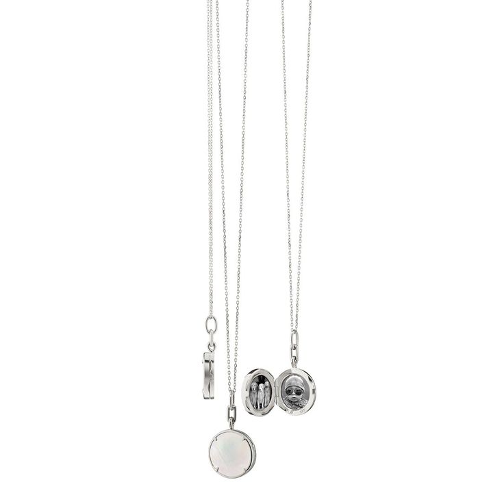 This "Brooke" Slim Locket Necklace is crafted from Sterling Silver and is set with Mother of Pearl. Necklace includes Adjustable Chain that measures 16-18in. Monica Rich Kosann, Pearl Gemstone, Locket Necklace, Primary Color, Locket, Mother Of Pearl, Jewelry Box, Pearl Necklace, Jewelry Accessories