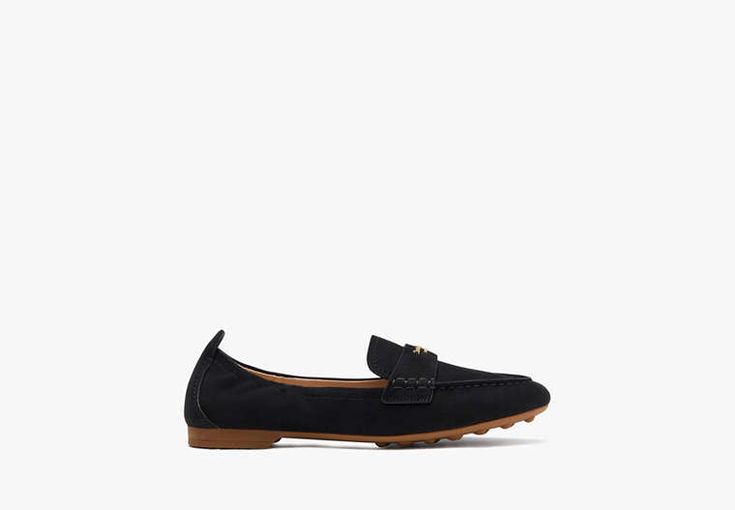 Corner-office chic! Made from plush suede our new Eliza loafers are both polished and practical. | Kate Spade Eliza Loafers, Black - 8 Corner Office, Office Chic, Chic Office, Black 7, Kate Spade, Loafers, Black