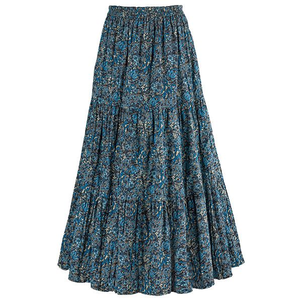 With a vibrant print on one side and solid color on the other, this flowy skirt gives you the versatility of two looks in one. The elastic drawstring waist ensures a comfortable fit. 100% cotton. Machine wash. (Imported.) S(6-8), M(10-12), L(14-16). 1X(16W-18W), 2X(20W-22W), 3X(24W-26W). Specify Wine Paisley/Wine or Blue Floral/Black. Broomstick Skirt, Wardrobe Update, Blue Paisley, Blue Lagoon, Flowy Skirt, Cotton Skirt, Women's Wardrobe, Easy Wear, Paisley Print