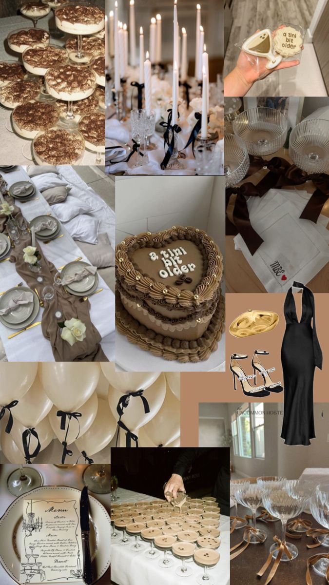 a collage of pictures with different types of wedding cakes and desserts on display