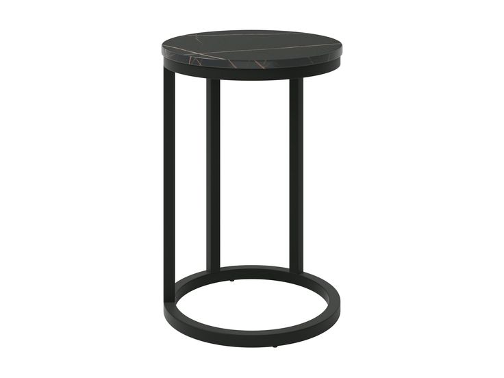 Black marble round side table with sleek metal legs, modern design, and smooth surface finish. Marble Round Side Table, Tv Wall Mounts, Books Coffee, Umbrella Cover, Patio Bar Set, Patio Storage, Patio Swing, Mattress Box Springs, Black Side Table