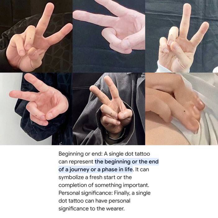 multiple images of hands with different gestures and words in the middle one is saying, beginning or end, a single act tattoo can be seen