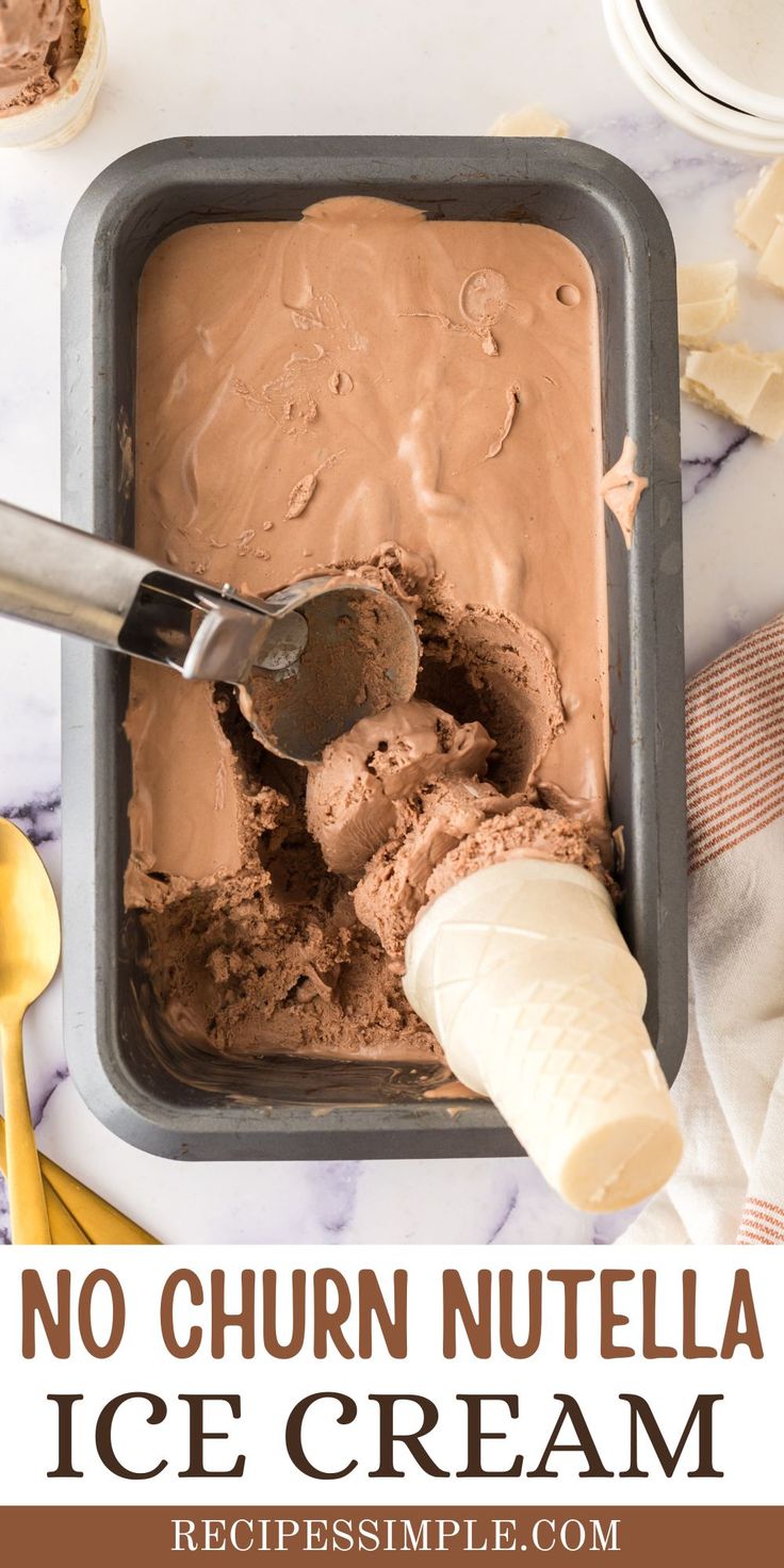 no churn nutella ice cream in a pan