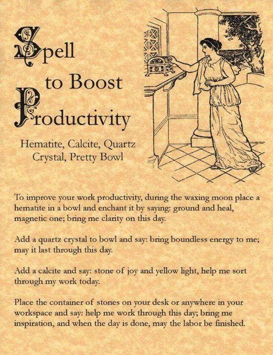 Spell to increase productivity Book Of Shadows Pages, Magic Spell Book, Under Your Spell, Wiccan Witch, Magick Spells, Real Magic, Eclectic Witch, Wiccan Spell Book, Witchcraft Spell Books