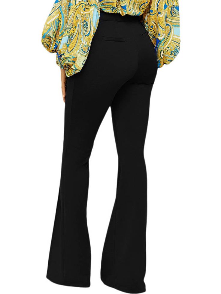 Material: Made of 81%-90% polyester and spandex. soft and comfortable.Features: High-waisted. flared pants. back hidden zipper. solid color. wide leg. office. Chic Fitted Wide Leg Pants With Flared Hem, Chic Flares With Flared Hem For Work, Chic Flared Hem Flares For Work, Black Flare Wide Leg Pants For Office, Stretch Flared Hem Pants For Night Out, Chic Stretch Flares For Night Out, Chic Stretch Bottoms With Flared Hem, Casual Flare Wide Leg Pants For Night Out, Chic Stretch Flare Trousers