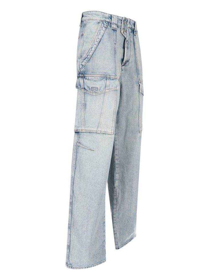 Heilani cargo jeans by Marant Etoile made of vintage-effect cotton denim with a high waist, a concealed zipper and double-button closure, and a wide leg. Loose fit.Gender: WOMENMaterial: 100% COTTONColor: BLUEMade in: MAProduct ID: PA0280FA B1H02E 30LU*Import tax/duty will be calculated at checkout (If applicable) Wide Leg Cargo Jeans In Medium Wash, Wide Leg Washed Blue Cargo Jeans With Belt Loops, Medium Wash Wide Leg Cargo Jeans With Belt Loops, Denim Blue Utility Flare Jeans With Belt Loops, Wide Leg Denim Blue Cargo Jeans With Belt Loops, Utility Cargo Jeans With Belt Loops In Medium Wash, Medium Wash Straight Leg Cargo Jeans With Belt Loops, Utility Style Flare Jeans With Belt Loops For Streetwear, Straight Leg Denim Cargo Jeans With Belt Loops