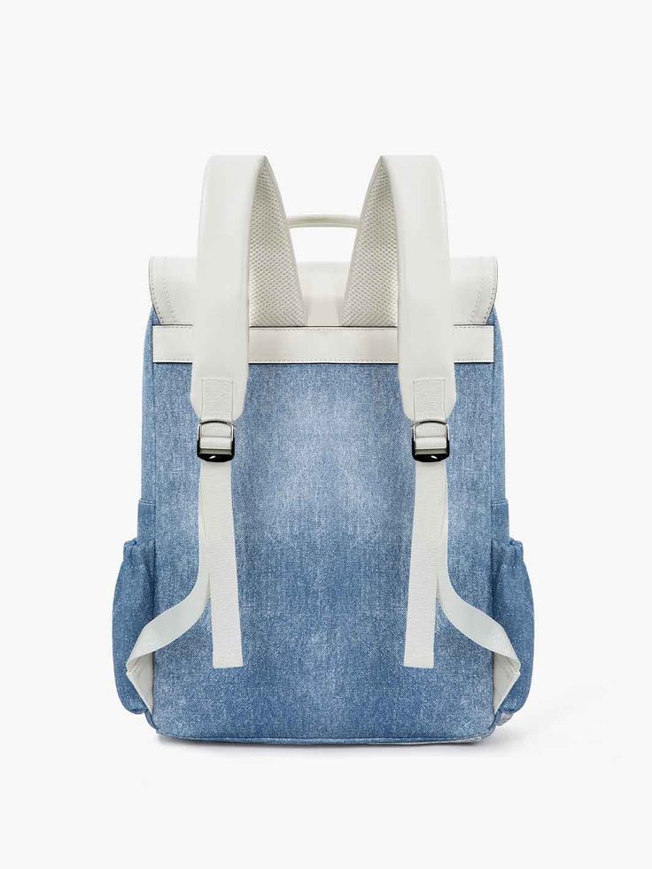 Our Denim Textured PU backpack is a stylish companion for your everyday travels. Designed in denim colors and textures, this backpack effortlessly blends fashion and functionality. 1. plenty of interior space for a 15.6-inch computer, ideal for office, school and travel. 2. This backpack with cushioned padded shoulder straps is comfortable to carry and very lightweight. 3. Easy-to-clean PU fabrics 4. Faux denim backpacks allow you to mix and match more easily! Trendy Canvas Backpack With Pockets, Denim Travel Bag With Adjustable Strap, Travel Denim Bag With Adjustable Strap, Everyday Denim Backpack, Denim Blue Backpack, Casual Denim Blue Backpack For Daily Use, Casual Denim Blue Backpack, Denim Backpack With Large Capacity For Travel, Denim Travel Backpack With Pockets