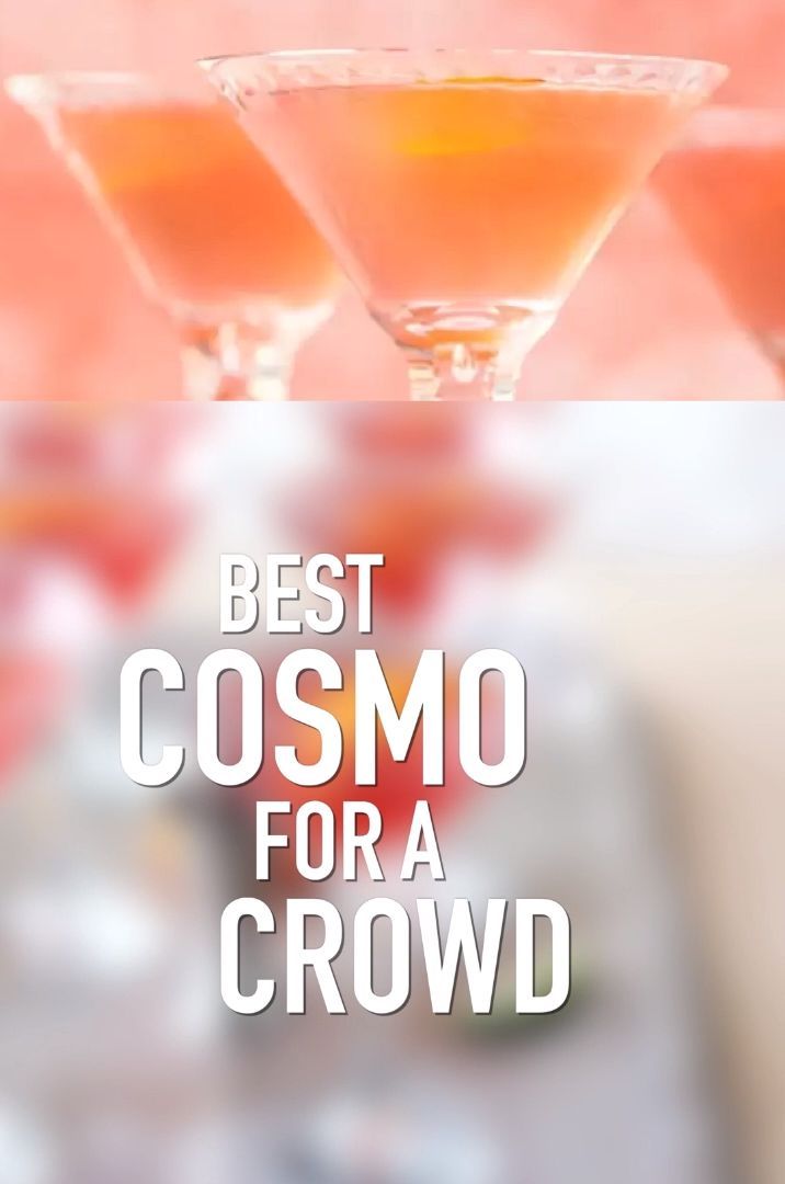 three martini glasses with the words best cosmo for a crowd