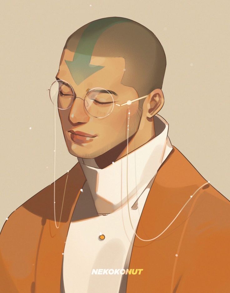 a man with glasses and an orange jacket