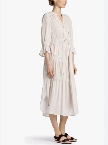 ad eBay - Find many great new & used options and get the best deals for James Perse Pleated Off White Bohemian Maxi Dress Size 2 MSRP $325 at the best online prices at eBay! Free shipping for many products! Bohemian Viscose Dresses For Daywear, Bohemian Viscose Midi Dress For Daywear, Elegant Tiered V-neck Dress For Spring, Spring Tiered Viscose Dress, Spring Viscose V-neck Dress For Daywear, Spring Daywear V-neck Viscose Dress, Spring V-neck Viscose Dress For Daywear, Pleated Chiffon Dress, White Bohemian