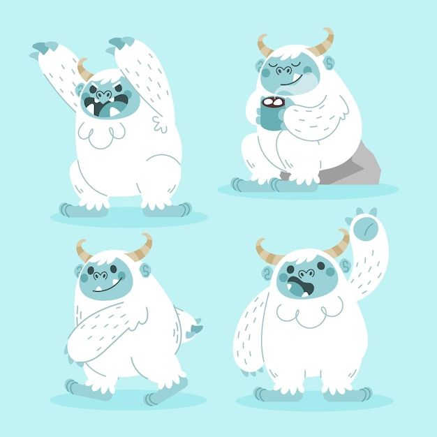 four cartoon monsters with horns and horns on their heads, one in the shape of an animal