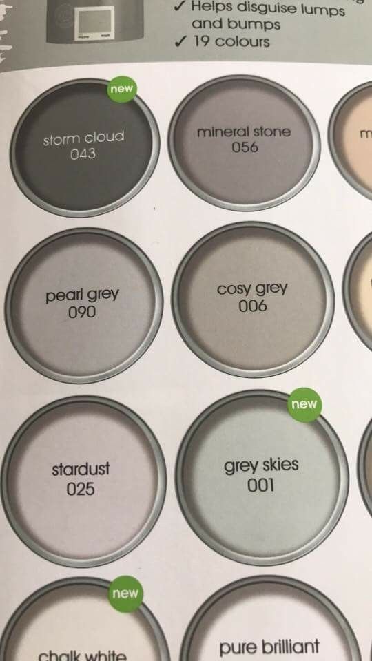 the different shades of gray paint are labeled in this box, and each has their own color