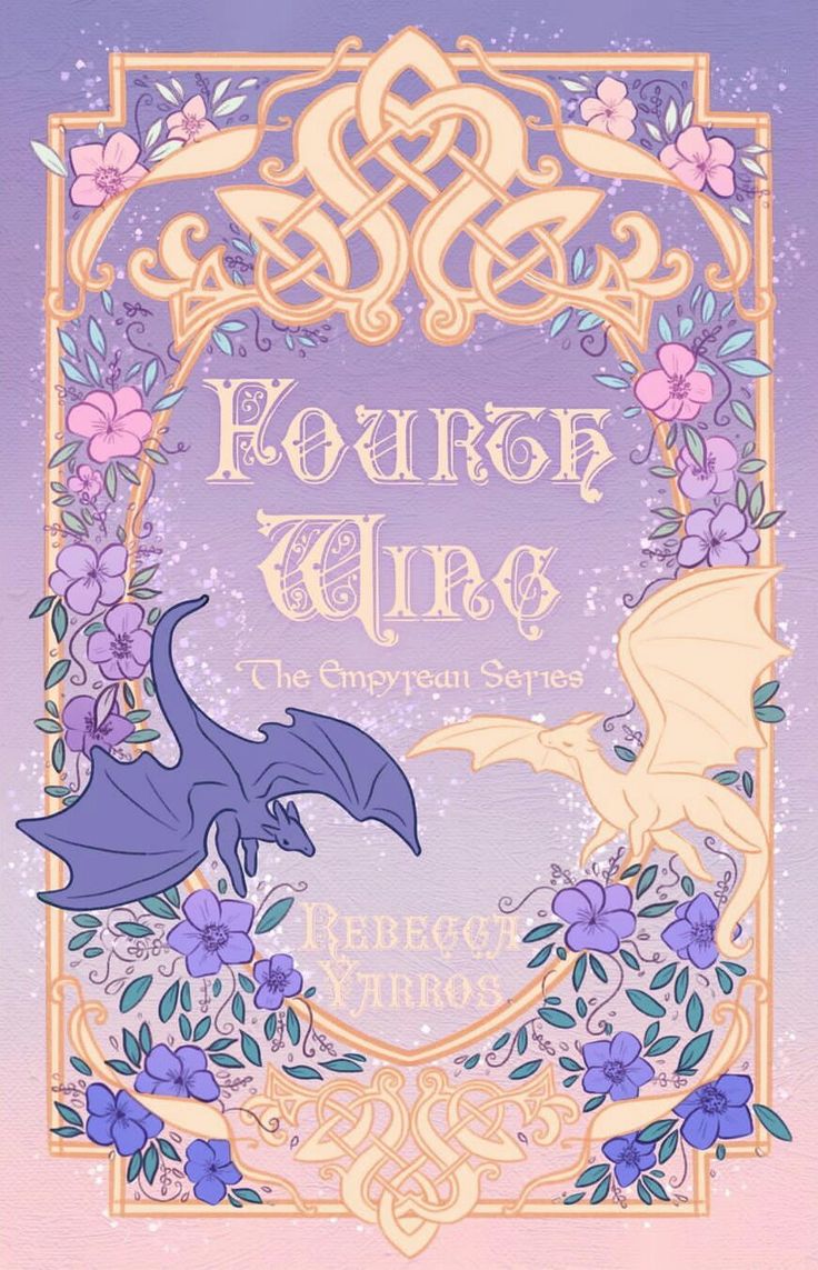 the front cover of a book with an image of a dragon and flowers