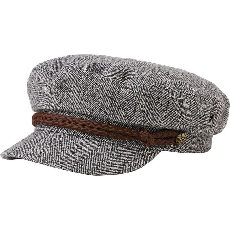 Brixton - Fiddler Hat - Heather Grey/Cream Casual Adjustable Boater Hat For Fall, Trendy Adjustable Flat Brim Cloche Hat, Trendy Adjustable Cloche Hat With Flat Brim, Cotton Hat With Curved Brim For Fall, Gray Brimmed Cotton Hat, Curved Brim Cotton Hat For Fall, Chic Cotton Hat With Curved Brim, Fall Cotton Hat With Curved Brim, Adjustable Brimmed Gray Cloche Hat