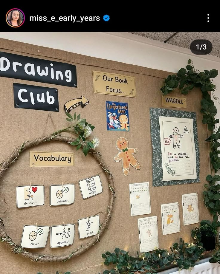 a bulletin board that has some writing on it and plants growing around the board with magnets