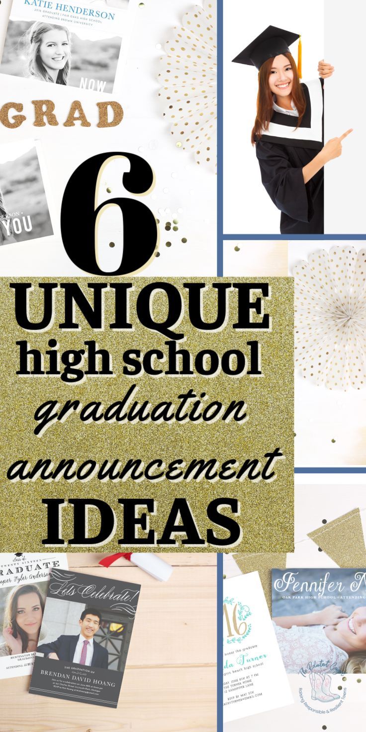 a collage of graduation pictures with the words 6 unique high school graduation announcement ideas