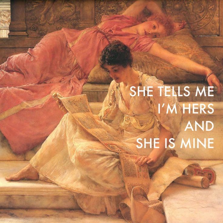 there is a woman sitting on the steps with her hand over her face, and she tells me i'm hers and she is mine