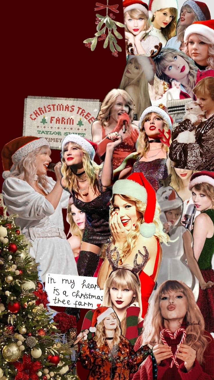 the collage shows many different women dressed in christmas clothes and hats, including santa's helper