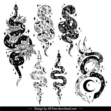 an image of snake and moon tattoo designs