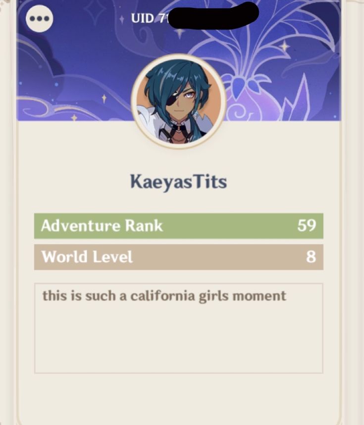 an iphone screen showing the user's name and avatar for adventure rank world level