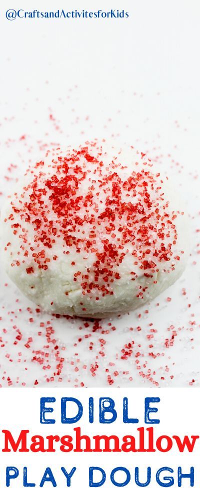 the edible marshmallow play dough is made with red and white sprinkles