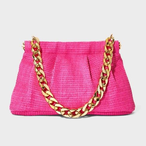 Straw Facile Frame Clutch - A New Day™ Pink Chic Clutch With Braided Handles For Everyday, Chic Everyday Clutch With Braided Handles, Chic Everyday Straw Clutch Bag, Chic Textured Summer Bags, Chic Woven Clutch For Travel, Chic Woven Travel Clutch, Chic Straw Clutch With Removable Pouch, Chic Straw Clutch Bag With Removable Pouch, Target Finds