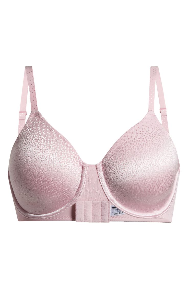 Soft, full-coverage cups with an inner sling offer smooth support under close-fitting fabrics. The comfortable V-shaped back features adjustable straps that stay in place and won't show under sleeveless styles. Lined 86% nylon, 14% spandex Hand wash, line dry Imported Supportive Full Cup Padded Bra, Supportive Padded Full Cup Bra, Pink Full Coverage Nursing Bra With Padded Cups, Adjustable Underwire Bra, Adjustable Full Coverage Bra With Padded Cups, Fitted Full Cup Padded Nursing Bra, Fitted Padded Full Cup Nursing Bra, Adjustable Full Coverage Bra With Built-in Bra, Fitted Pink Padded Nursing Bra