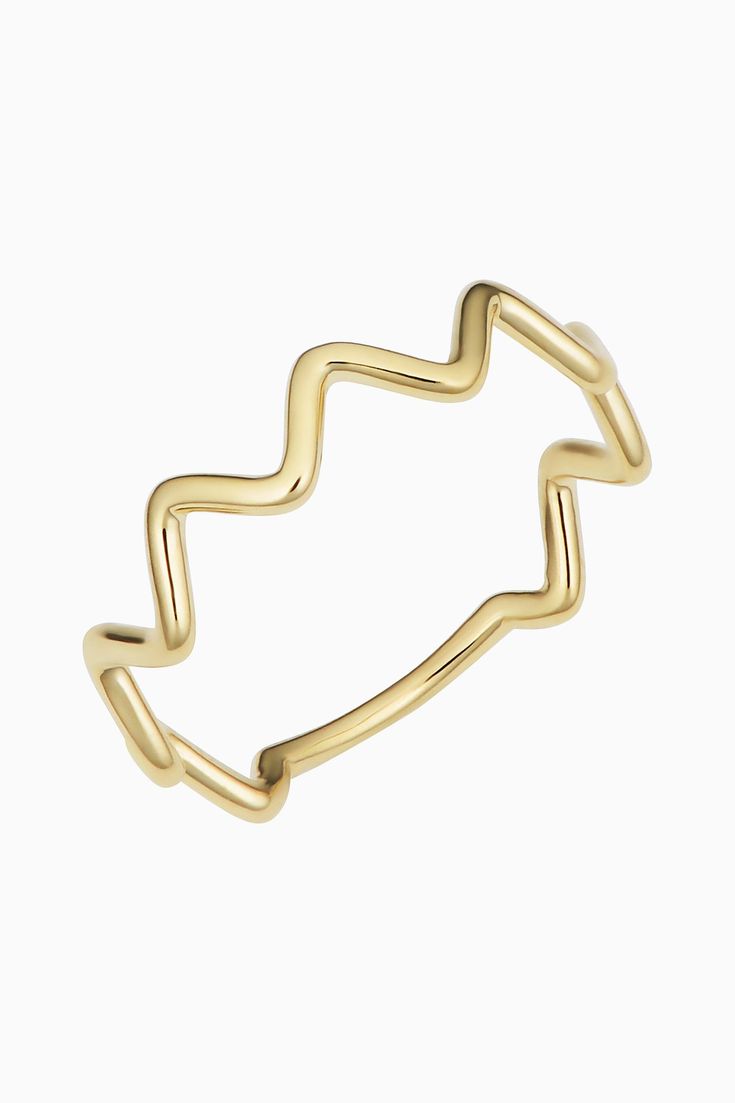 Our Walk in the Park Ring will instantly elevate your everyday stack. Artful waves of solid gold make up this unique band that you can fit together with two or more of the same ring. 14k Solid Yellow Gold 1.2 Grams Solid Gold Crafted in Vicenza, Italy Adjustable Yellow Gold Stackable Rings With A Modern Twist, 14k Gold Wavy Rings, Wavy 14k Gold Rings, Minimalist Wavy Yellow Gold Jewelry, Stackable Yellow Gold Jewelry With Modern Twist, Stackable Modern Twist Yellow Gold Jewelry, Modern Twist Yellow Gold Stackable Rings With Open Band, Yellow Gold Wavy Jewelry With Polished Finish, Adjustable Wavy Stackable Jewelry