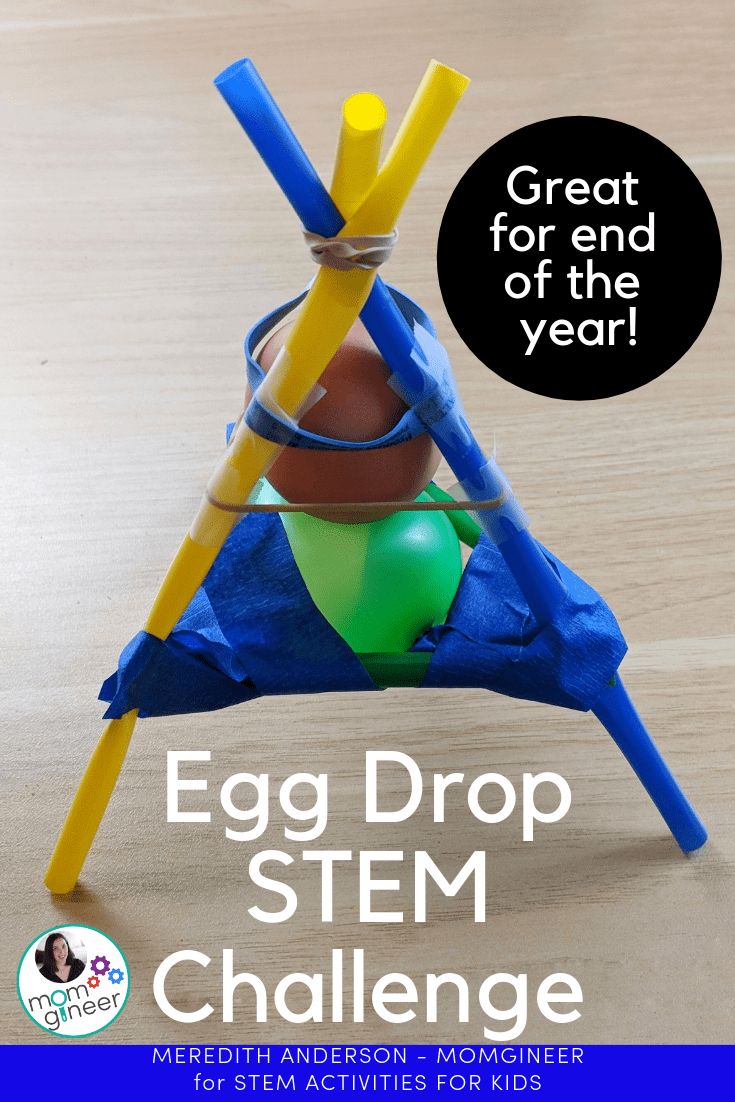 STEM Challenge to try at the end of the school year! It's an Egg Drop Challenge. Check this blog post for the details and more challenge ideas. Egg Drop Ideas For School That Work, Diy Egg Drop Project, Stem Egg Drop Challenge, Egg Drop Science Project, Egg Drop Challenge For Kids, Egg Drop Project Ideas That Work, Successful Egg Drop Project Ideas, Egg Drop Challenge Ideas, Egg Drop Ideas For School