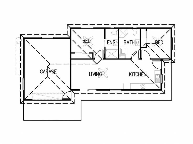 the floor plan for an apartment with two separate rooms and one living room on each side