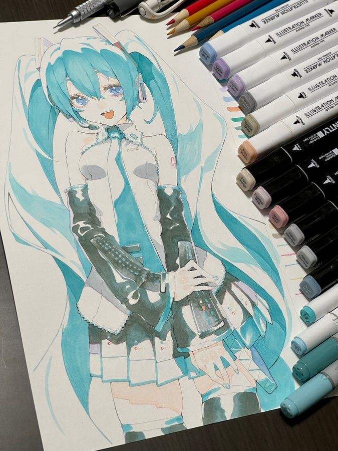 Miku Hatsune Chibi, Copic Art, Have Inspiration, 캐릭터 드로잉, 영감을 주는 캐릭터, Book Art Drawings, Art Tutorials Drawing, Cool Art Drawings, Sketchbook Art Inspiration